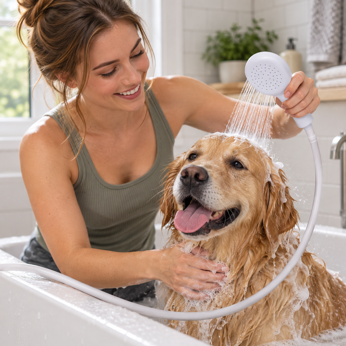 πΏ Pet Shower Tool | Silicone Spray Hose | Home Bath Routine | Gift For Dog Owners | Flexible Wash Design