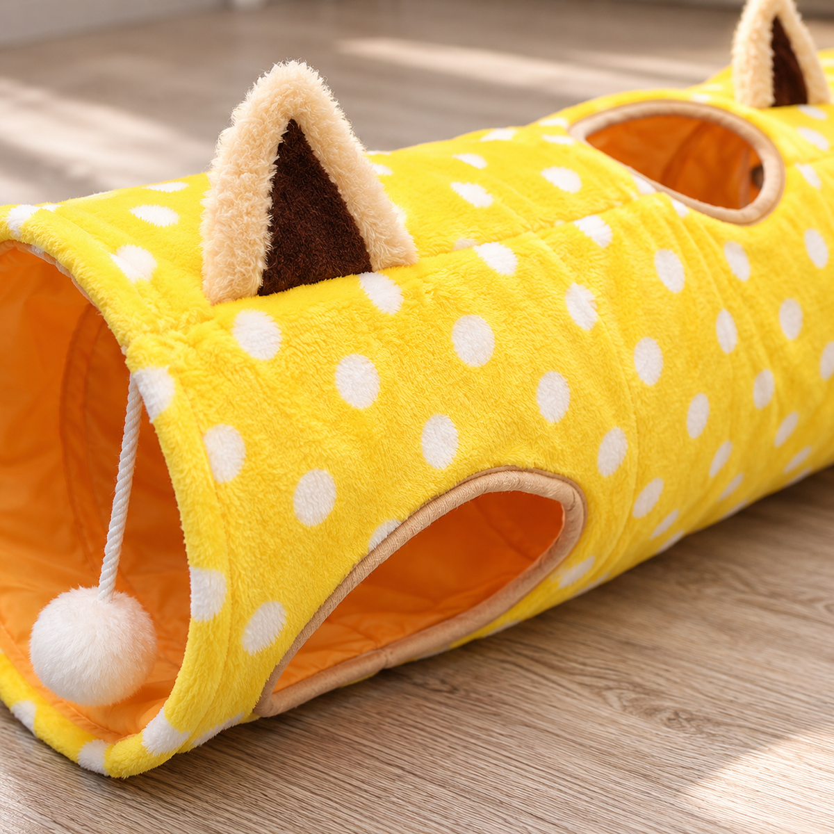 😻 Cat-Lovers | Plush Indoor Play Tunnel | Sunny Polka Dots