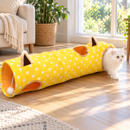 😻 Cat-Lovers | Plush Indoor Play Tunnel | Sunny Polka Dots