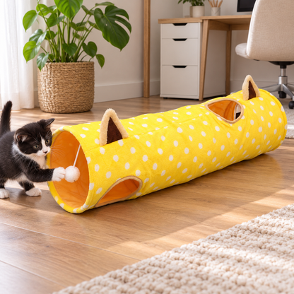 😻 Cat-Lovers | Plush Indoor Play Tunnel | Sunny Polka Dots